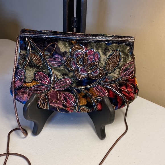 Beaded Velvet Clutch Purse - Picture 2 of 9